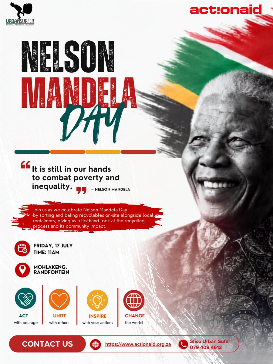 AA_SouthAfrica's tweet photo. Mandela Day is about action, service, and dignity. Join us in Mohlakeng, Randfontein as we celebrate community impact.
#MandelaDay #NelsonMandelaDay #CommunityImpact #Randfontein #ActionForChange #Actionaid https://t.co/RnitiJowD4