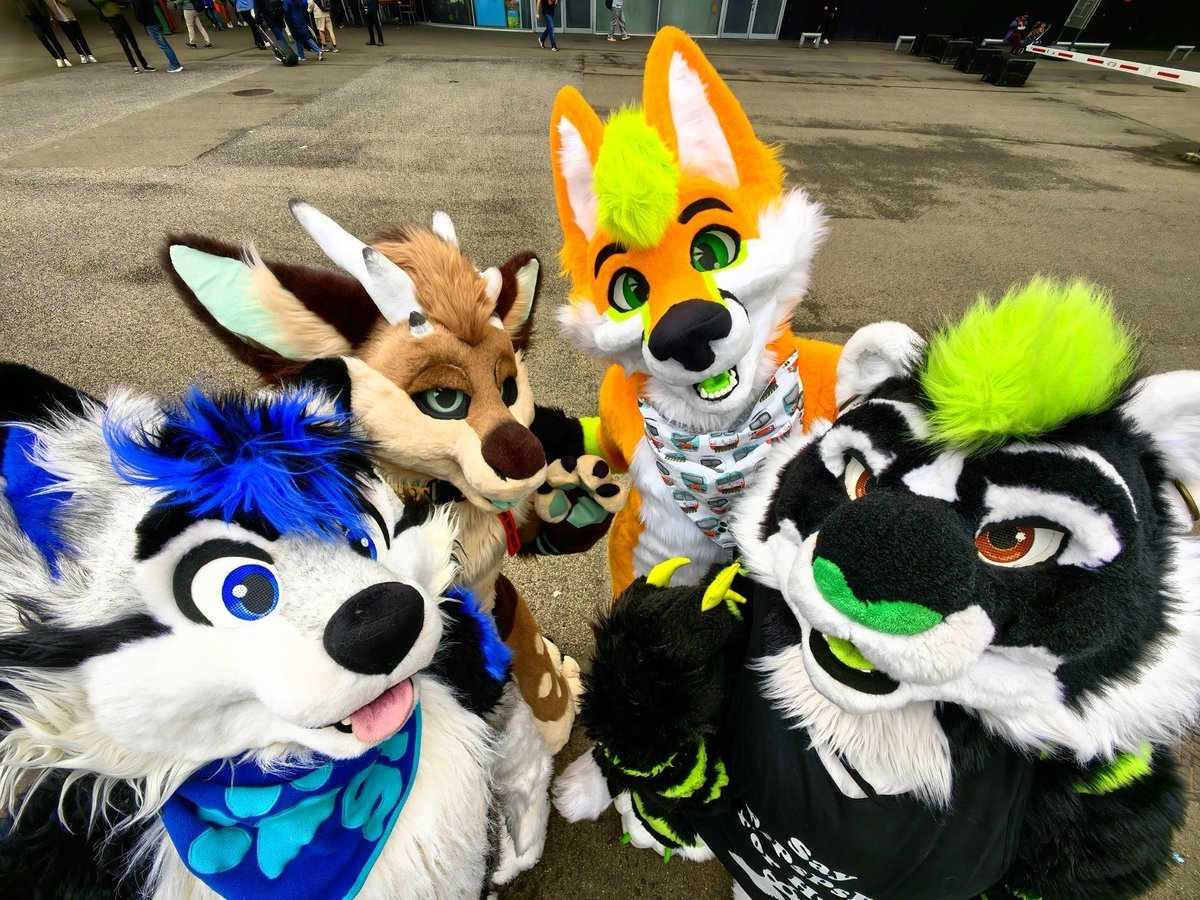 Shilo_husky's tweet photo. #FursuitFriday with friends π
π² @SwissDr4gOn
π¦ @DekyrCH
π― @Neonbiscit
πΈ @Kikofy
π#FantasyBasel https://t.co/YvbjK3skpL
