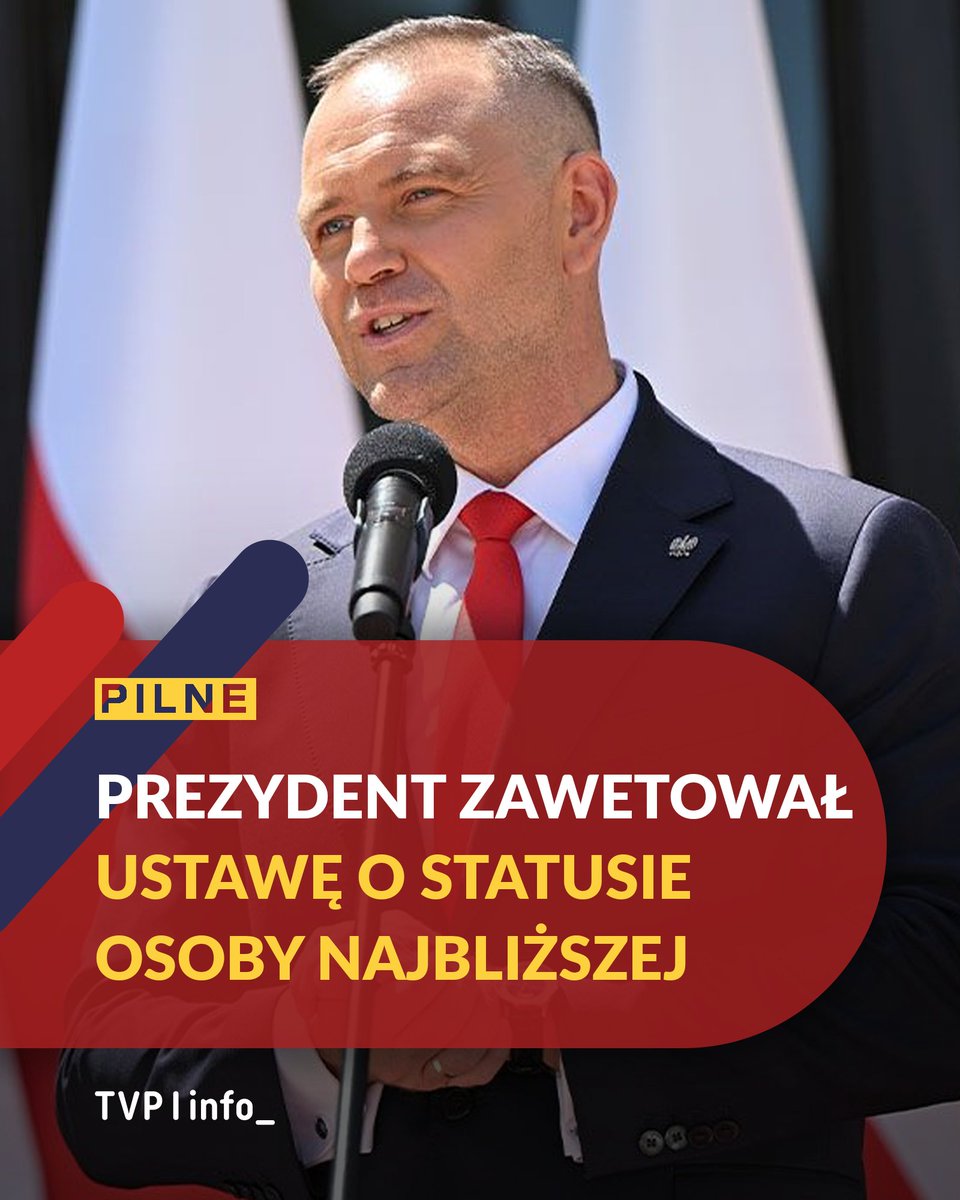 tvp_info's tweet photo. 🔴 Weto prezydenta. Karol Nawrocki odrzucił ustawę o statusie osoby najbliższej

🔗WIĘCEJ: https://t.co/99lYWpE91N https://t.co/gHLZknveVX