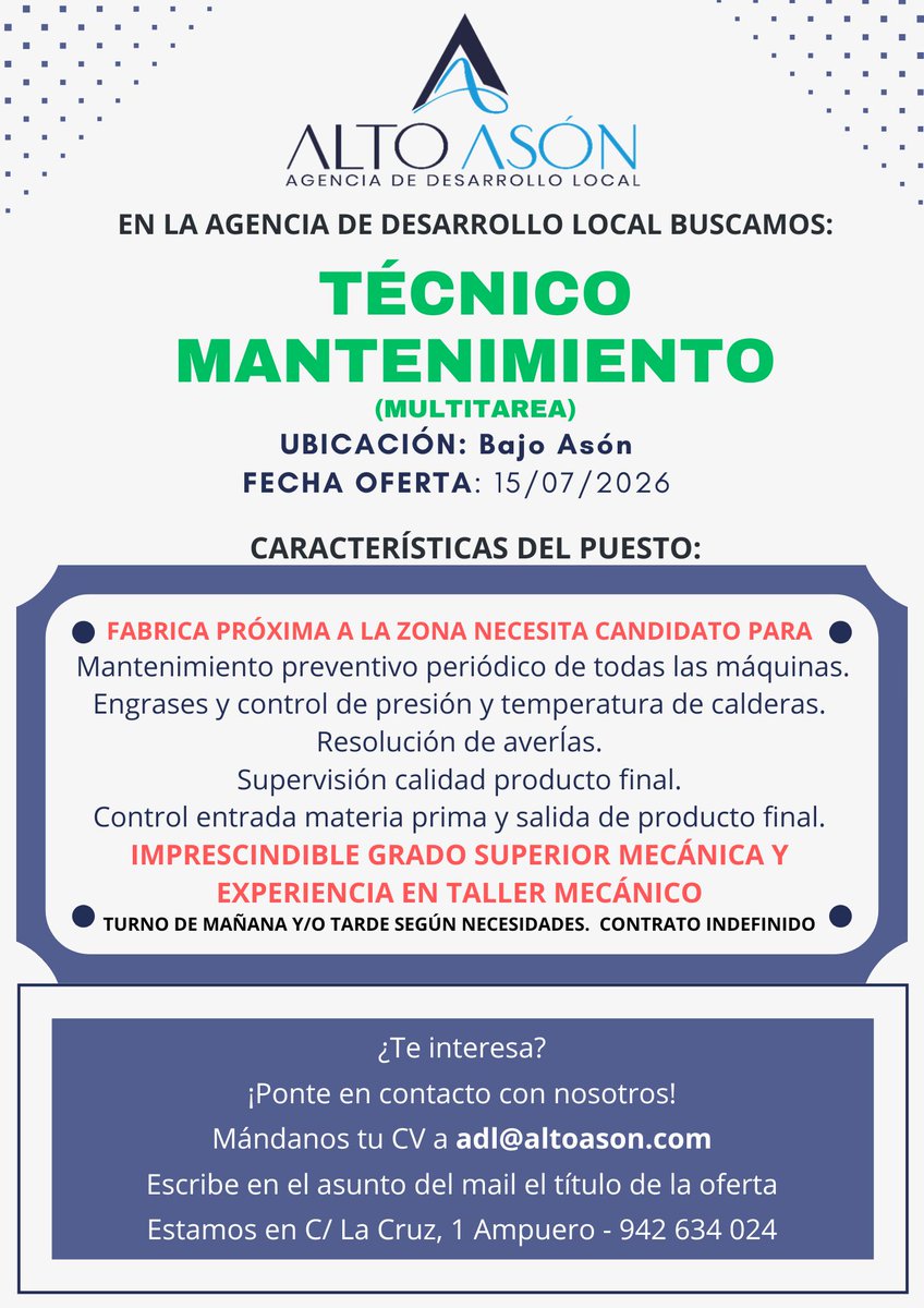 RamalesInforma's tweet photo. 🧾 Ofertas de Empleo de la Agencia de Desarrollo Local Alto Asón.
#OfertaDeTrabajo #OfertaEmpleo #ADL

+Info 👉  ADL Alto Asón https://t.co/V3TShQfD3R