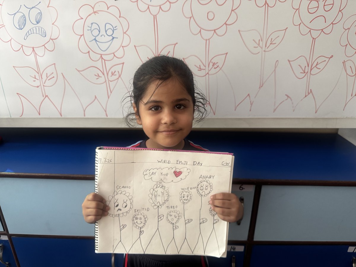 vimmisan's tweet photo. Every emoji tells a story, and every child has a voice. On #WorldEmojiDay, our little learners explored emotions through art, learning that every feeling is valid and every emotion deserves to be expressed. #ExpressYourself #SEL #HappyLearning @Vandana_Dua_ https://t.co/mcuOaCINKf