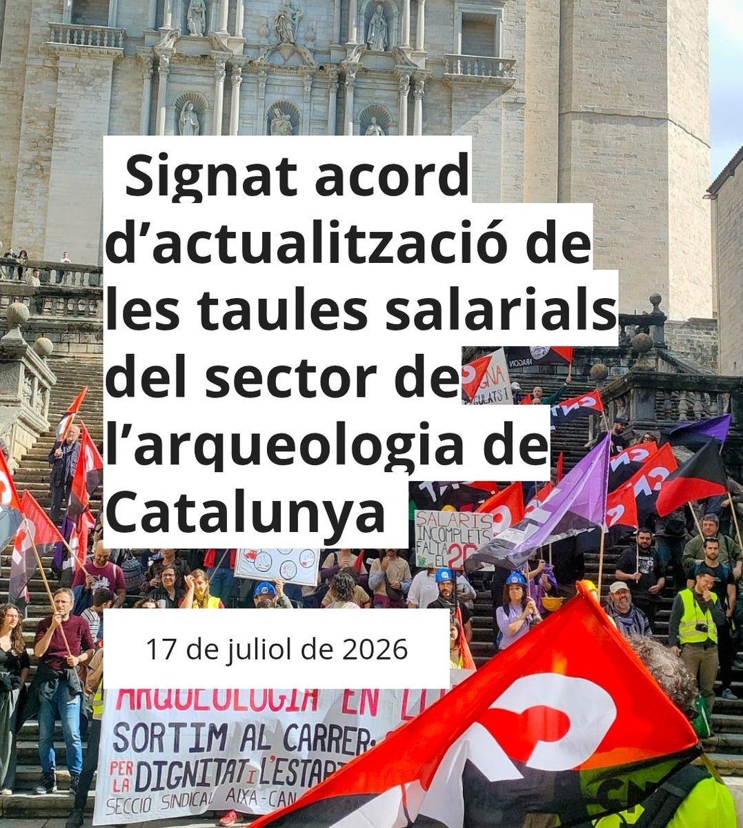 CNTCatalunya's tweet photo. 💥 Després de més de 300 dies de vaga, el sector de l'arqueologia fa un pas endavant.
L'actualització salarial és fruit de la lluita de la CNT. Sense vaga, no hi hauria hagut acord.
https://t.co/CylWjmokNT https://t.co/6VuDcUahYb