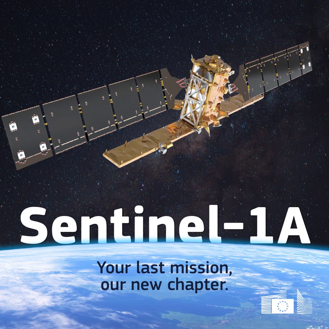EU_Commission's tweet photo. Sentinel-1A retires after 12 years in space.

But as one chapter closes, a bigger one awaits us.

With @CopernicusEU Sentinel-1C and 1D in charge, and soon 4 and 5, we are bringing sharper data and wider environmental coverage.

https://t.co/IscIfOJnyQ https://t.co/yJhM6aDvai