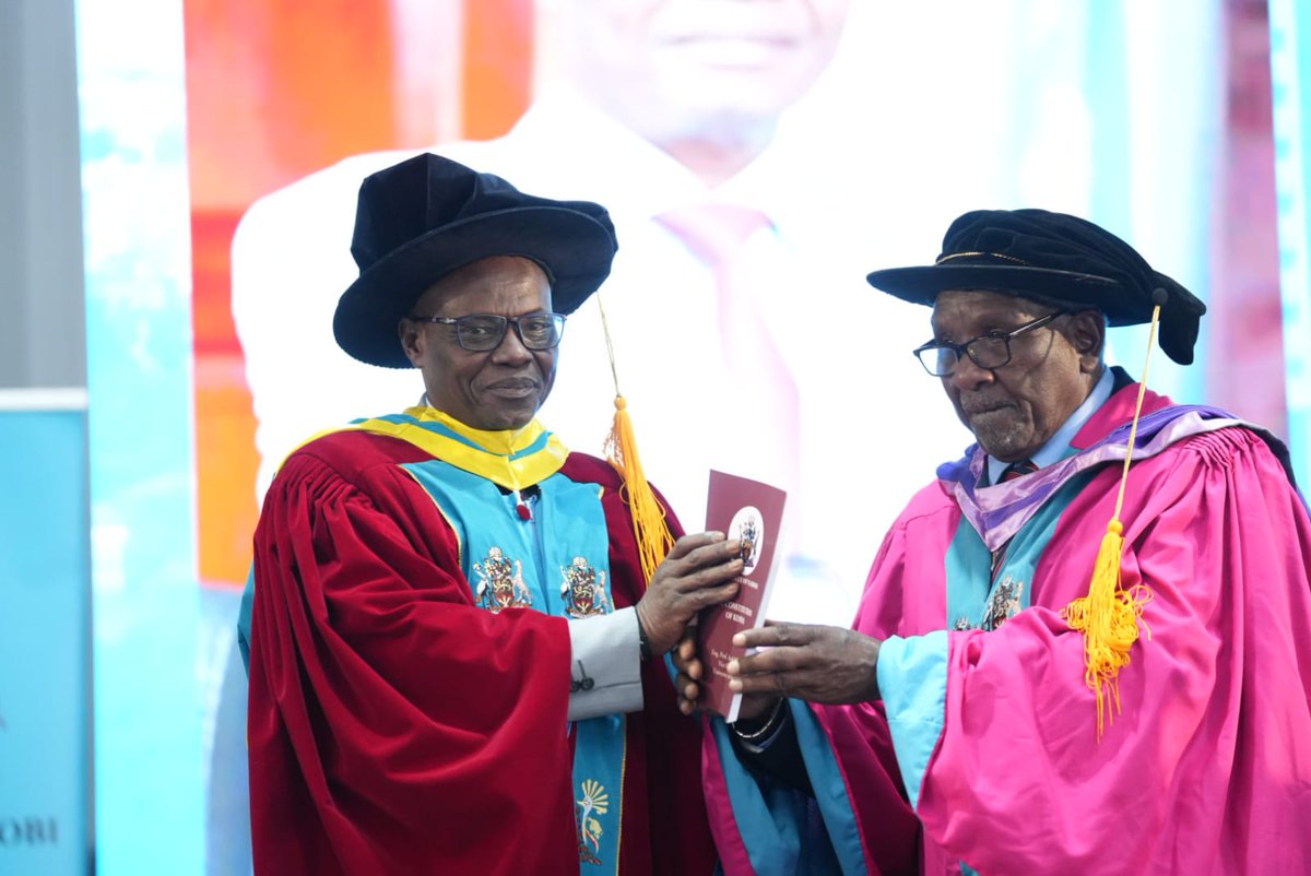 UoN_FHS's tweet photo. A defining moment. The presentation of the instruments of office marks the official installation of Prof. Ayub Gitau as the 9th @vcuonbi of @uonbi symbolizing the trust, responsibility and stewardship of the institution.
#UoNVCInstallation #9thVCInstallation #WeAreUoN https://t.co/44sXWd3cEi