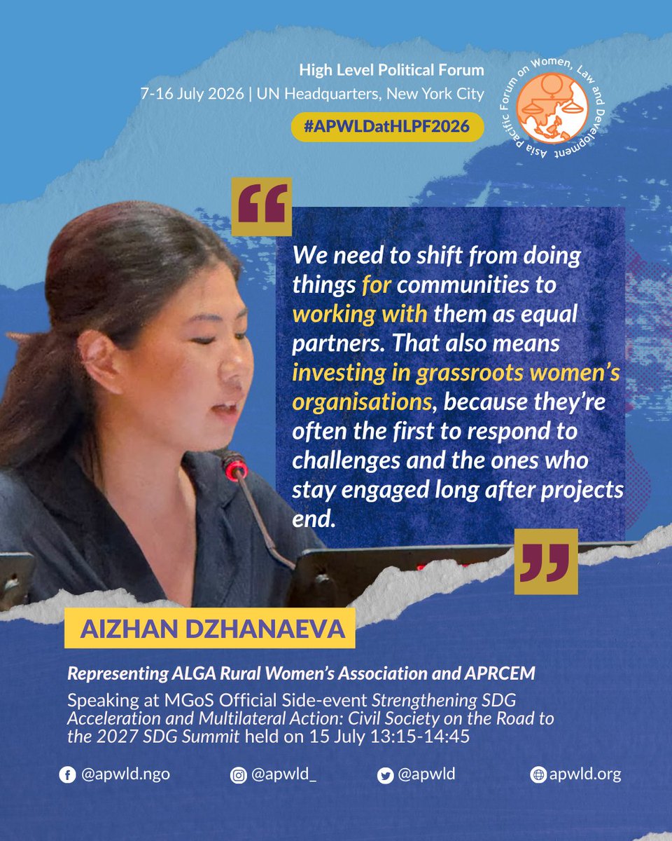 apwld's tweet photo. We conclude our participation in this year’s HLPF this week, calling for strengthening regional participation and ensuring meaningful participation of grassroots women in data monitoring. 
#FeministsWantSystemChange #ShiftthePower #ChangetheSystem #APWLDatHLPF https://t.co/wFzgUH78pl