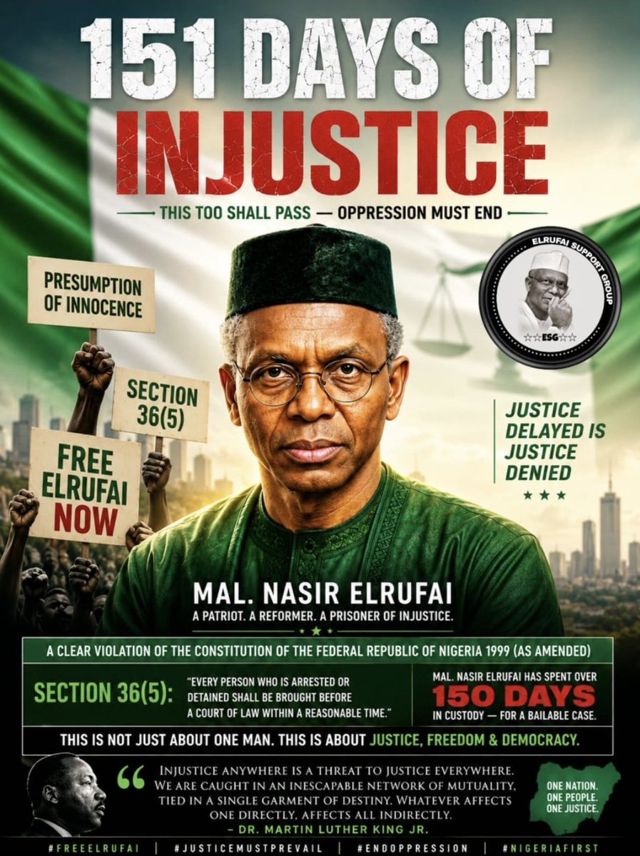 uchediala's tweet photo. #DaysCount
151 DAYS.
151 DAYS ..
151 DAYS ...
151 DAYS ....
And Still Counting ...
#IStandWithElrufai
#NoRetreatNoSurrender
#EyesOnTheBall
#TheElrufaists
#ESG https://t.co/XAkutQXETO