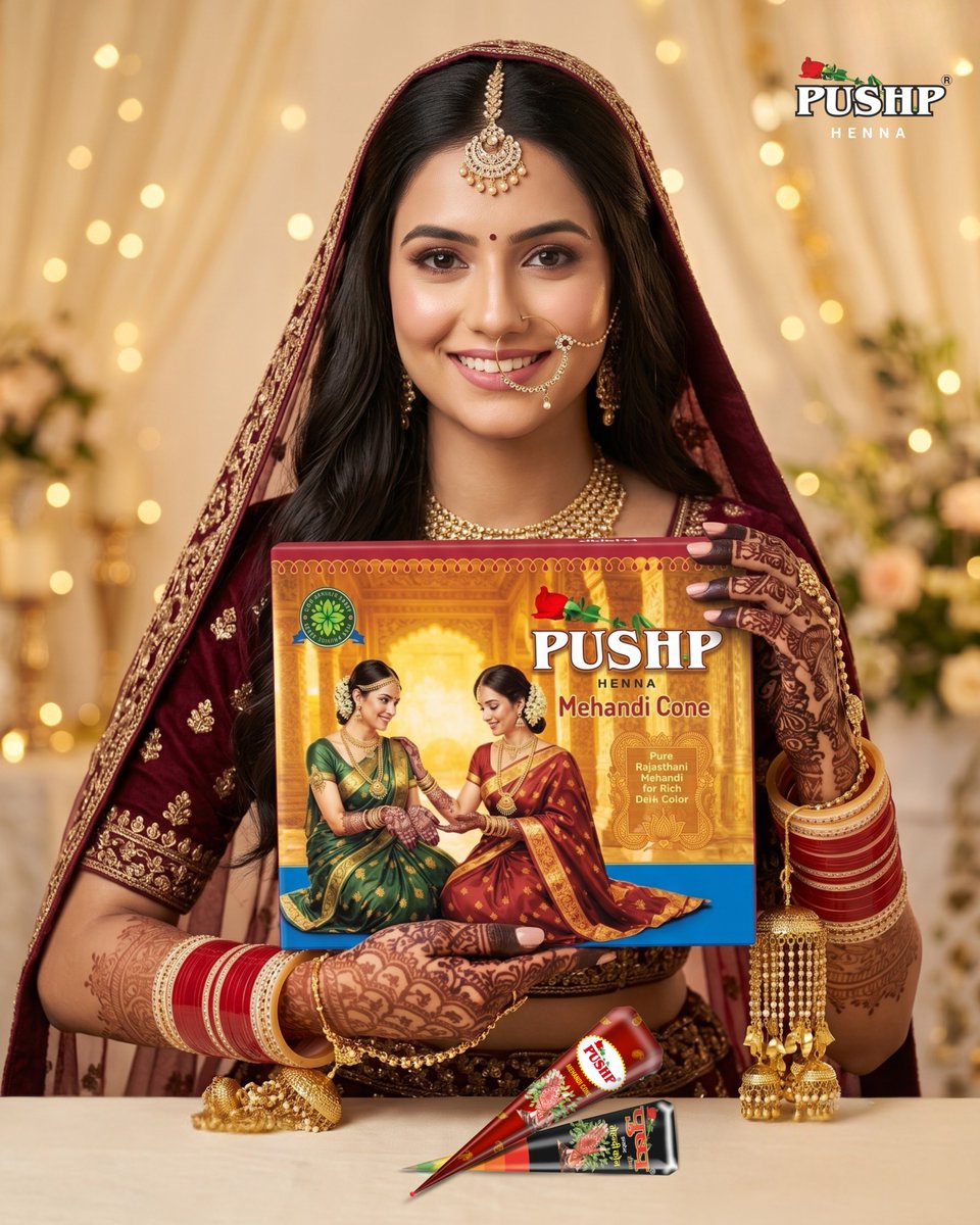 PushpHenna's tweet photo. 🌿 Pushp Mehandi Cone – Nature's Purity in Every Cone 🌿

#PushpMehandiCone #PushpHenna #OrganicMehndi #NaturalMehndi #OrganicHenna #NaturalHenna #SojatHenna #PremiumHenna #DarkStain #HennaArt #BridalMehndi #MehndiDesign #FestivalReady #BeautifulHands #HerbalMehndi #MadeInIndia https://t.co/QZwm2fxPml
