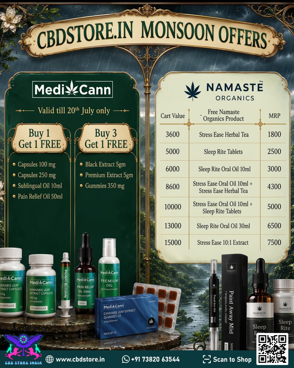 CBDStoreIndia1's tweet photo. 🎁 Our Monsoon Offers aren't over—they're getting even better!

Shop premium medical cannabis, hemp products, mushroom &amp; herbal supplements from CBD Store India and enjoy exciting rewards.

https://t.co/r39Iz6Gtvz

#CBDStoreIndia #MonsoonOffers #MedicalCannabis #CBDIndia https://t.co/xozidtZ5kC