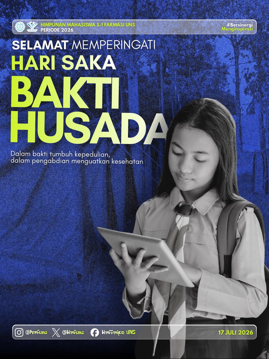 Hmfuns's tweet photo. [HARI SAKA BAKTI HUSADA]

Pengabdian yang tulus mampu menghadirkan perubahan yang berarti. Mari terus menumbuhkan kepedulian, berbagi manfaat, dan menjadi bagian dari langkah kecil menuju masyarakat yang lebih sehat. Selamat Hari Saka Bakti Husada! https://t.co/OQ3xT8ZQQi
