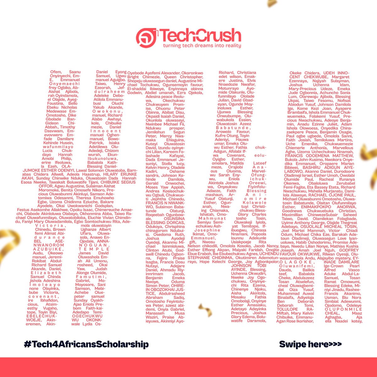 TechCrushHQ's tweet photo. Every name you see represents a dream, a journey, and a determination to succeed. https://t.co/xpx5OBqENU