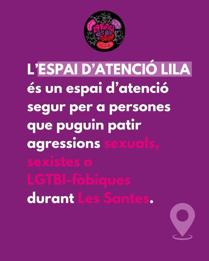 lessantesmataro's tweet photo. 🟣 Espais d’Atenció Lila, un espai segur durant #LesSantes
🙎♀️Hi trobaràs professionals preparats per escoltar i ajudar
Tota la informació 👉🏾 https://t.co/ocoEMFhDiT
🌛 La festa i la nit no són excuses per fer el que ens doni la Santa Gana! #EspaiAtencióLila #FestesSegures https://t.co/7r1GkjDXT6