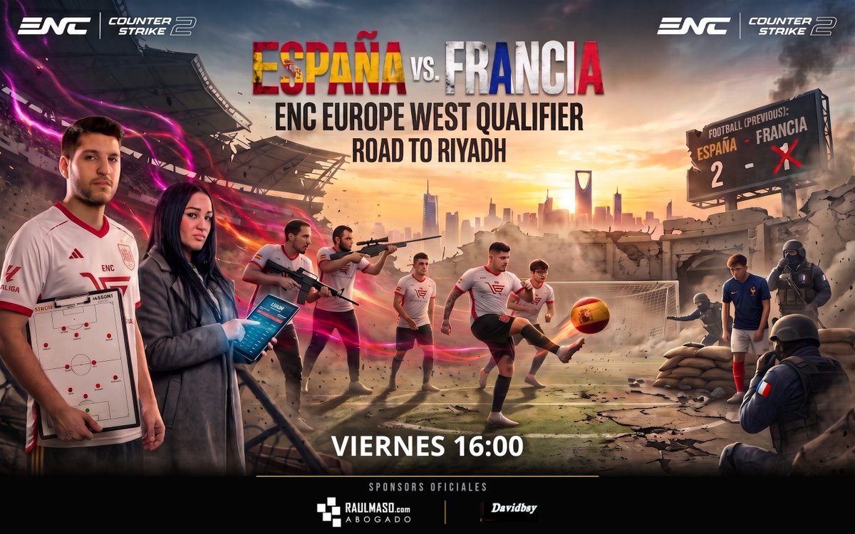 CarritoSpain's tweet photo. El martes, La Roja los mandó a casa en Dallas. 🇪🇸

Hoy nos toca a nosotros. 🎯

⚔️ ESPAÑA 🆚 FRANCIA
🕓 HOY · 16:00
🏆 Clasificatorio Regional Europa Occidental · Camino a Riad

En julio, a Francia se le gana. 😏

#CarritoSpain #VamosCarrito #ENC26 https://t.co/PybXiybvjH