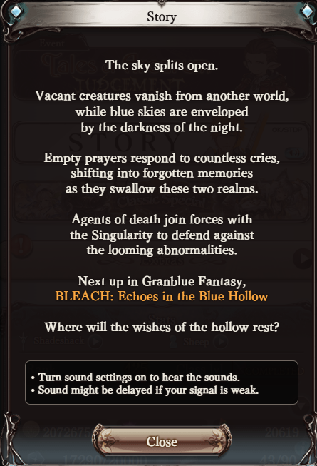 granblue_en's tweet photo. The preview banner for Bleach: Echoes in the Blue Hollow is now available in game!

The event starts July 22nd. https://t.co/9wwWrLOfvH