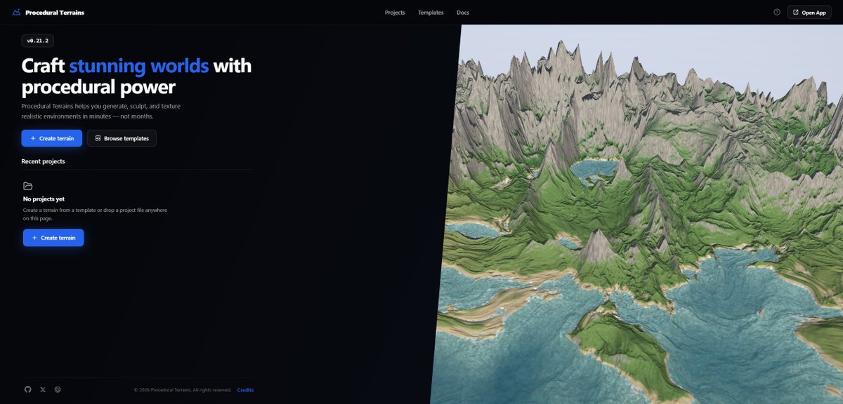 zy_fou's tweet photo. 350 GitHub stars ⭐

Thank you so much, it genuinely means a lot to me.

What started as a small personal project to pass the time has grown into something much bigger than I ever expected.

I’m working hard on the v1.0 release, which will bring a lot of improvements, polish and new features.

Procedural Terrains will of course continue to be maintained and open source, but reaching v1.0 will also let me start focusing more on its little brother: Procedural Planets 🌍

A huge thank you to everyone who tried, shared, starred or supported the project.

And especially to @threejs  for providing such an incredible technology and making projects like this possible.

Here’s a small sneak peek at the new interface coming with v1.0 👀

https://t.co/dEeEht71o6
https://t.co/MJNghhwTHm

#threejs #webgl #procedural #opensource #gamedev #indiedev #creativecoding