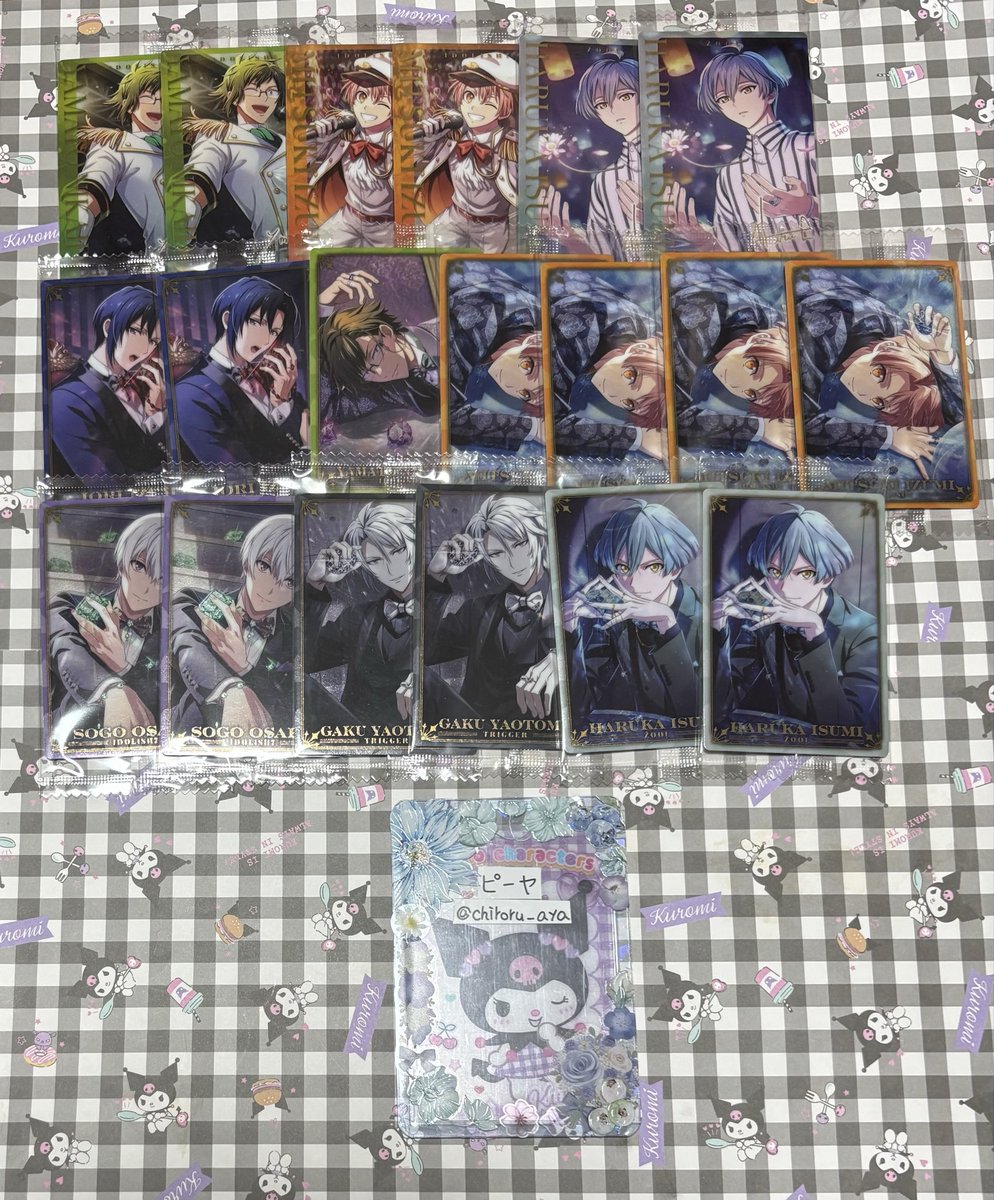 chiroru_aya's tweet photo. アイドリッシュセブン アイナナ ウエハース　27  カード　交換
譲〉☆一織、大和、三月、☆壮五、☆楽、☆悠
求〉同種　陸、☆龍之介、巳波
��↔︎☆との交換優先
お気軽にお声掛け下さい。 https://t.co/cTx2xVlJkt