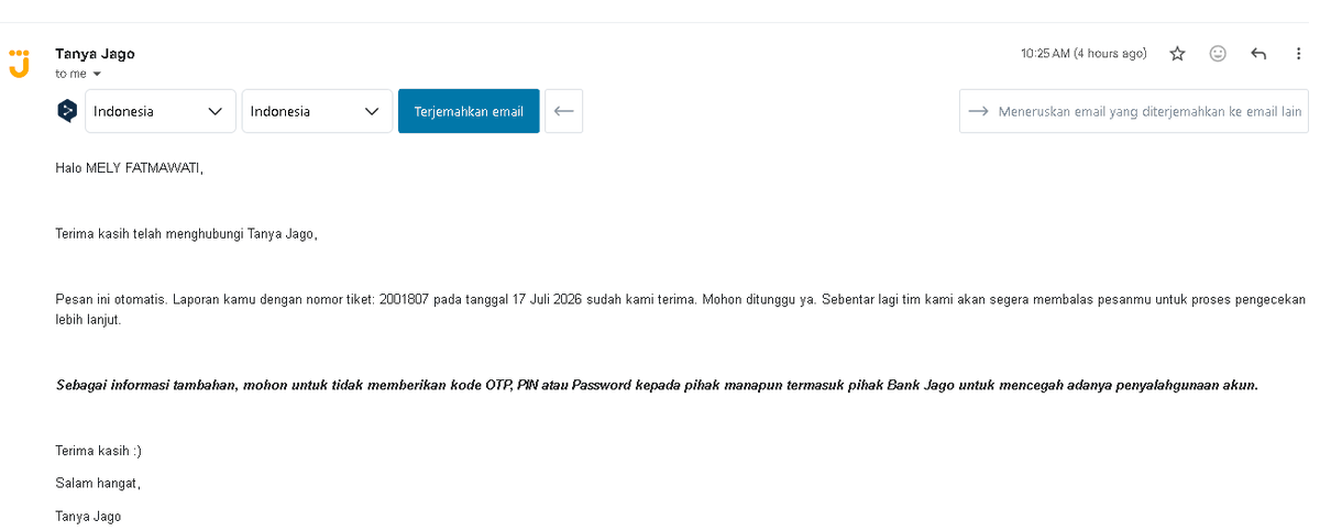 m_miftahul_ulum's tweet photo. @jadijago Mau komplain, udah 1 harian lebih akun jago kena blocked. udah nelpon jago 2x ( bayar mahal nih pakai pulsa ), Email, Chat semua pada slow respon suruh nunggu ada yang gak dibalas.  Padahal hanya sebatas buka unblock akun aja buat bisa login kembali pada muter2. https://t.co/LBpWMDrC96