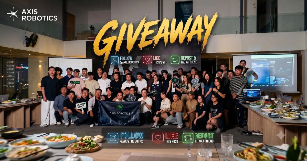 kieumanhquan's tweet photo. Đi meetup @axisrobotics  có lộc nên mình muốn Giveaway lại 3 CODE cho các bạn đang cần! 

Thể lệ: 
1: Like + Repost+ Cmt bài này 
2: Follow @kieumanhquan , @LihThoois ,@mintt_34 vs @axisrobotics 
3: Tham gia tele axis: https://t.co/3S6d1HZDjF
 Random sau 72h bằng Grok https://t.co/rls8D38AI1