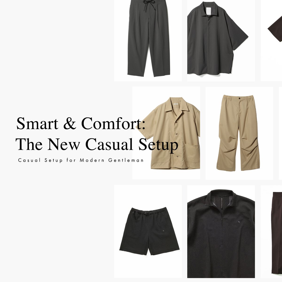 estnation's tweet photo. 【Smart & Comfort: The New Casual Setup】これからの季節に最適な高機能素材で仕立てた、大人のためのカジュアルセットアップをご紹介します。https://t.co/hhd3WsIl1v #estnation https://t.co/06fQkUGkXs