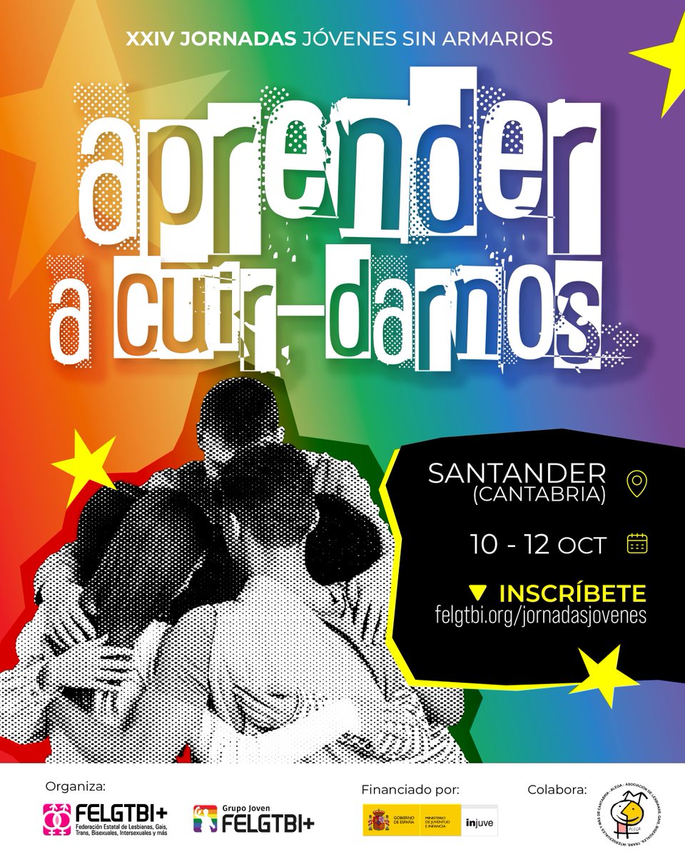 FELGTBI's tweet photo. Estamos aprovechando el verano para preparar todo lo que viene. 

 🌈 Ya están abiertas las inscripciones para las Jornadas Jóvenes Sin Armarios 2026.

📍Santander | 🗓️10-12 octubre

🔗 https://t.co/k4EYthf9Bd https://t.co/2TaSGar9VP