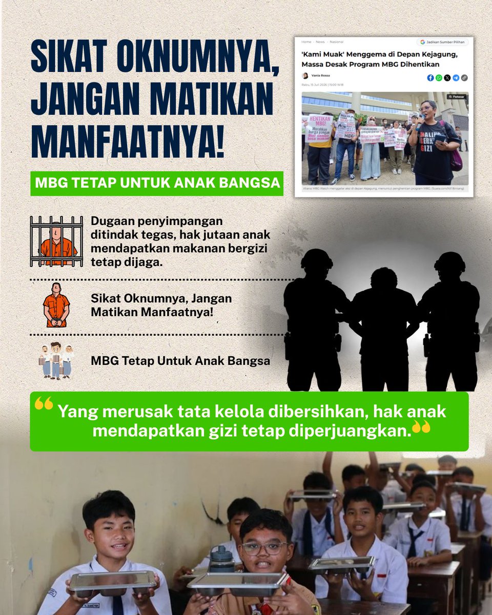 gamalielfabian_'s tweet photo. Pengawasan terhadap dugaan penyimpangan bertujuan menjaga agar Program Makan Bergizi Gratis tetap berjalan sesuai tujuan dan manfaatnya terus sampai kepada anak-anak penerima.
#MBG #GiziAnak #Pengawasan #jagaindonesia
#dialogbukankonfrontasi https://t.co/AB1u9jWli0