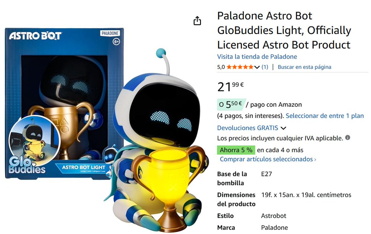 PlayVerso's tweet photo. Nueva lámpara de Astro Bot oficial "Paladone" por 21'99€ en Amazon.

https://t.co/TLCRhisrqD

#PS5 https://t.co/jnxP7PDF46