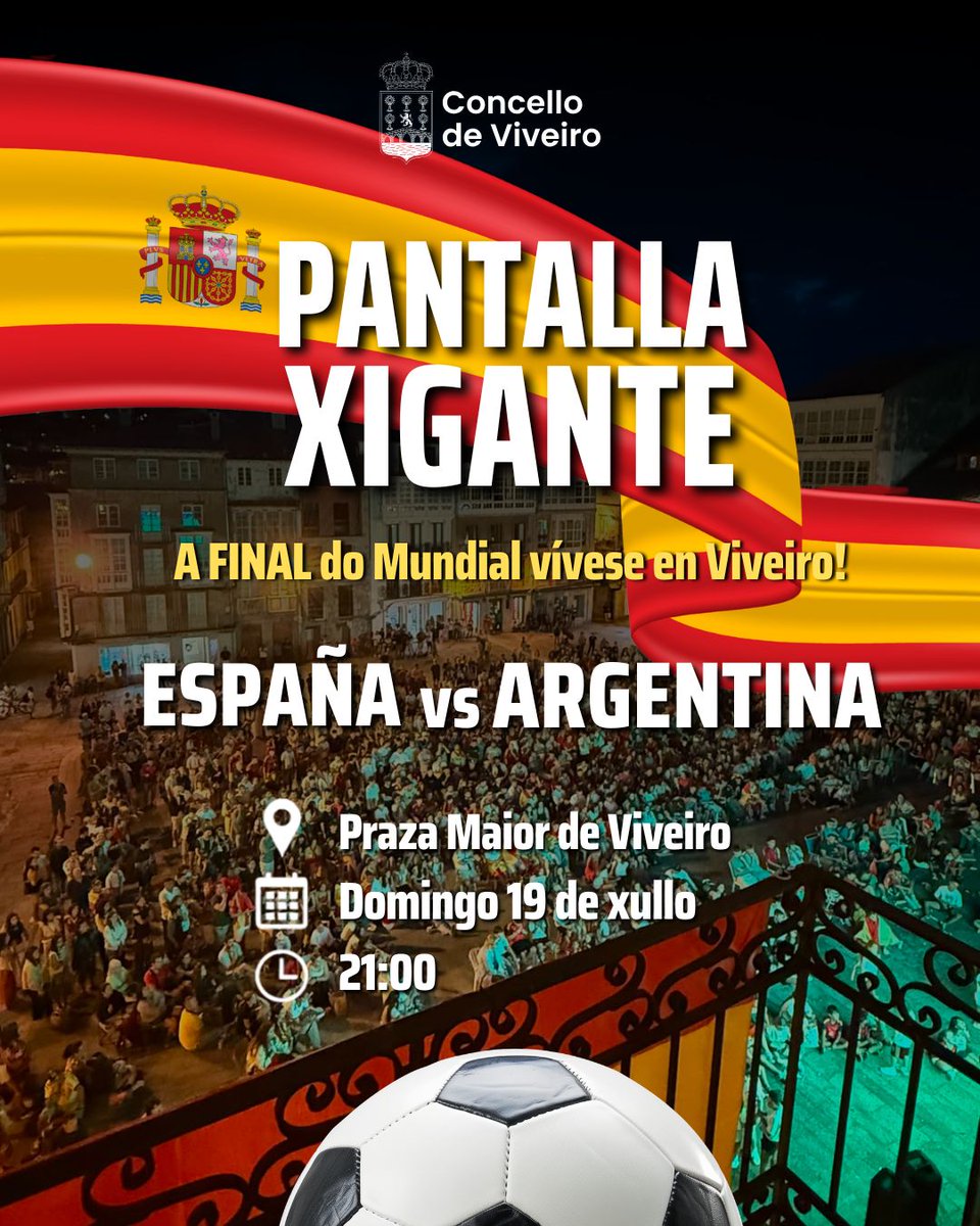ConcelloViveiro's tweet photo. 𝐏𝐚𝐧𝐭𝐚𝐥𝐥𝐚 𝐱𝐢𝐠𝐚𝐧𝐭𝐞 𝐩𝐚𝐫𝐚 𝐚 𝐅𝐢𝐧𝐚𝐥 𝐝𝐨 𝐌𝐮𝐧𝐝𝐢𝐚𝐥. 𝐄𝐬𝐩𝐚𝐧̃𝐚 𝐯𝐬 𝐀𝐫𝐠𝐞𝐧𝐭𝐢𝐧𝐚 https://t.co/7h3lmk79MN