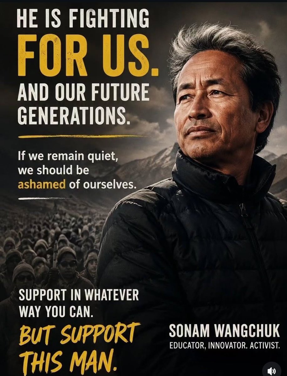 introvertdiyu's tweet photo. For nearly 20 days, Sonam Wangchuk has been on a hunger strike, risking his own health not for personal gain, but for students and the future of India's education system. His protest is linked to demands for accountability over exam irregularities and paper leaks. https://t.co/sIZaXeNNcV