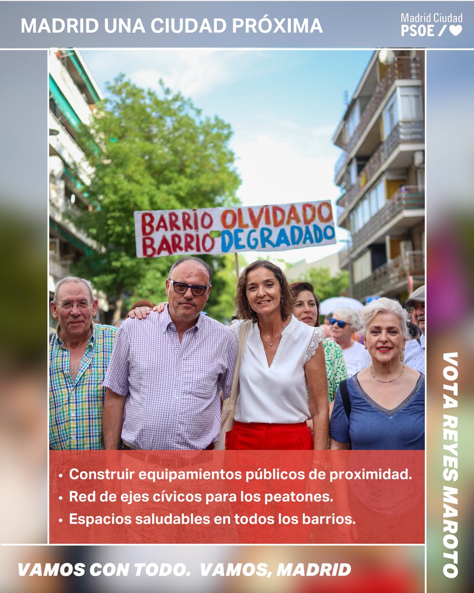 MarotoReyes's tweet photo. Llevamos años recorriendo cada barrio, escuchando y construyendo un proyecto con los madrileños y madrileñas en el centro. Porque queremos un Madrid donde haya más tiempo para vivir, mejores servicios públicos y barrios llenos de vida.

El domingo vamos con todo. #VamosMadrid https://t.co/RGdANwCNkw