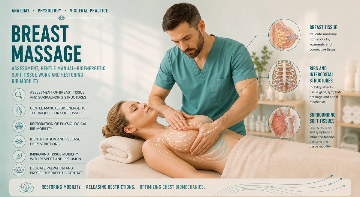 HOUSEOFMASSAGE's tweet photo. Effective breast massage starts with assessment—not technique.

Before treatment, evaluate:

• tissue glide
• rib mobility
• fascial restrictions
Understanding movement leads to more precise manual therapy.
👉 https://t.co/BBv4d0m1Uv https://t.co/t80N2mg8FT
