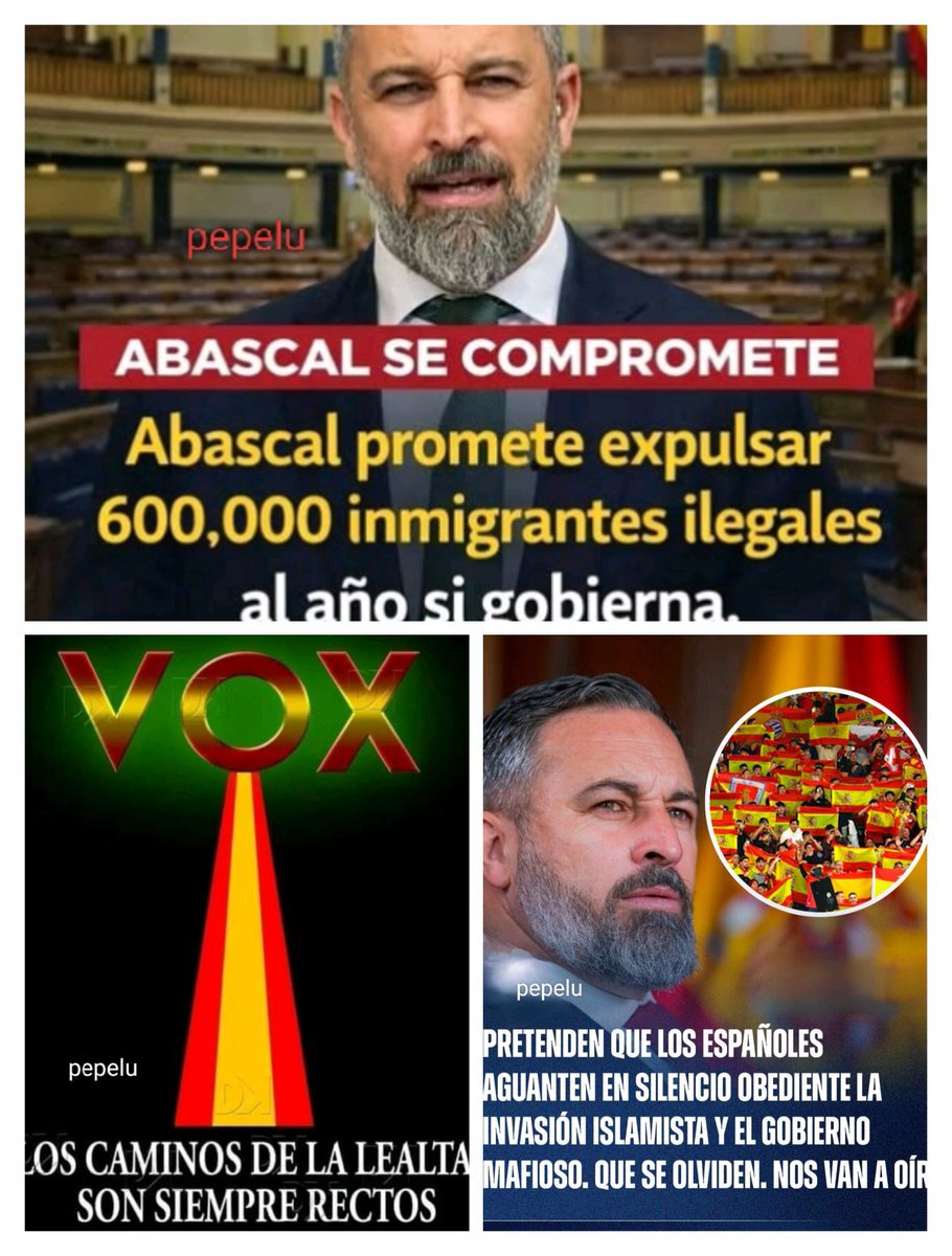 SegundoBar78953's tweet photo. Adelante VOX siempre adelante.
Santiago Abascal, millones de 
votantes, simpatizantes y afiliados.
Te damos la enhorabuena.
ARRIBA ESPAÑA, VIVA VOX. https://t.co/0OVeDIOr4k