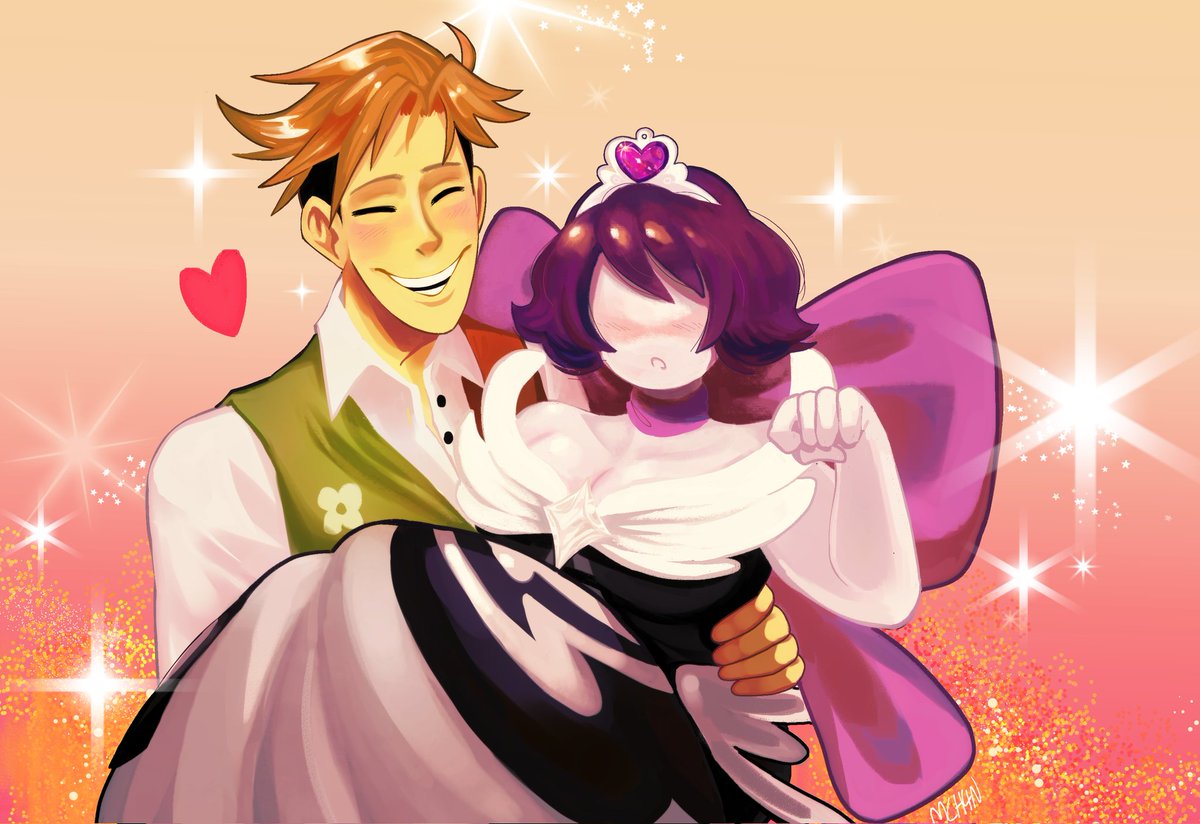 MelodiCh4n's tweet photo. This is my vessel insert "Mei" x Flowery selfship/yumeship. I call it Mayflower (sounds like her name, Mei). It's inspired by the  phrase "April brings showers to bring May Flowers". 

The emoji combo is 🌼💜
And I'm pretty HYPER_OMEGA_sharing.

#yumeship #selfship #deltarune https://t.co/yiVCFS4cCO