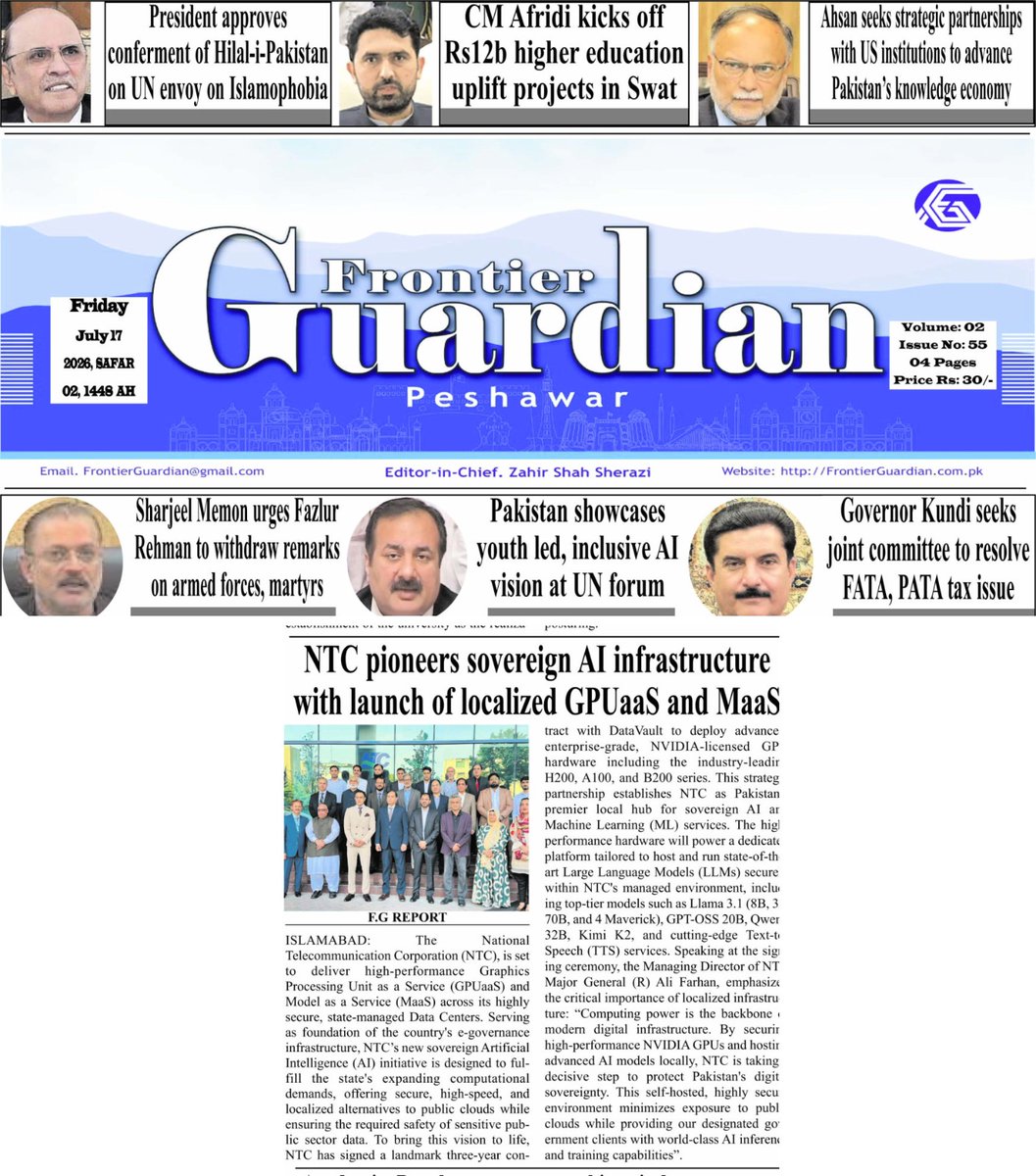 ntcpakofficial's tweet photo. Media Covers NTC (GPUaaS/MaaS)
https://t.co/2SS2Q42qig
https://t.co/0S5QmcS7z9
https://t.co/JrPvHKSi9l
https://t.co/jKSE76OiTF
https://t.co/ZdJVcTB5SH
@MoitOfficial
@PTAofficialpk
@MoIB_Official
@GovtofPakistan
@NationalITBoard
@PSEB
#NTC #DigitalPakistan #TechDestinationPakistan https://t.co/C17IjsfNsK