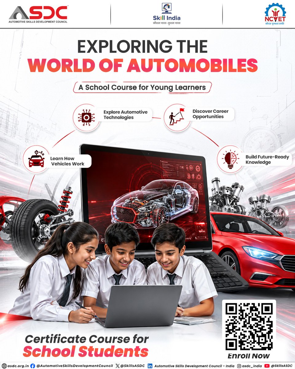 SkillsASDC's tweet photo. Curious about how cars and bikes work? 

Explore the world of automobiles, learn vehicle basics, discover career opportunities and earn a certificate.

🎓 For School Students

🔗 https://t.co/da4QARCf00

#ASDC #FutureSkills #AutomobileEducation #Students #LearnWithASDC https://t.co/QFLrqItuBC