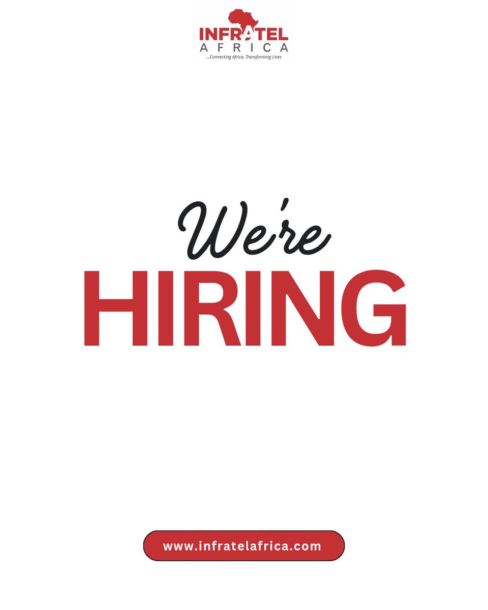 InfratelAfrica's tweet photo. We're Hiring: Core and Network Engineer.
Kindly refer to this link https://t.co/jL2VbBLeov for details on the role.
Interested persons should send their application to amarachi@infratelafrica.com
Please reshare for wider reach.
#hiring #techjob #telecommunications https://t.co/dWUW5BPvJj