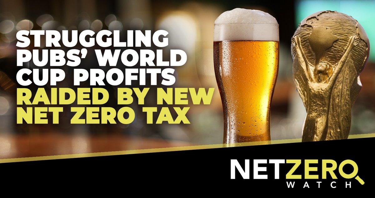 NetZeroWatch's tweet photo. Pubs and breweries will have their World Cup profits hit by a net zero tax raid. A new charge on the use of glass bottles means the Treasury is set to cash in on the surge in beer sales during England’s run to the semi-finals, with the recycling levy on glass bottles to cost brewers £124m in first year.

#CostOfNetZero