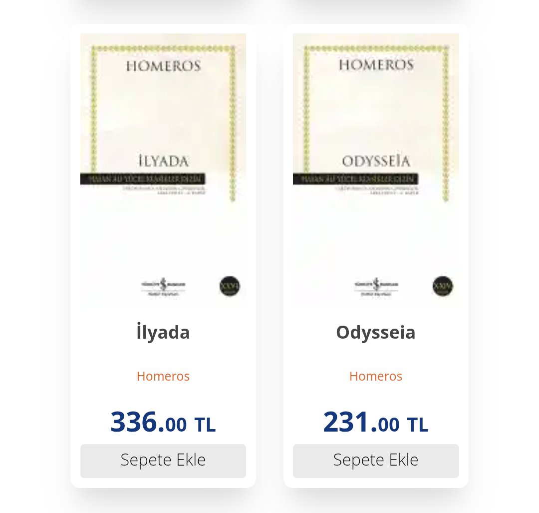 mfatihkutan's tweet photo. Odysseia ve İlyada, 1184 sayfa, 567 lira. İnanılmaz bir fiyat gerçekten. https://t.co/JBYr2XZW8q