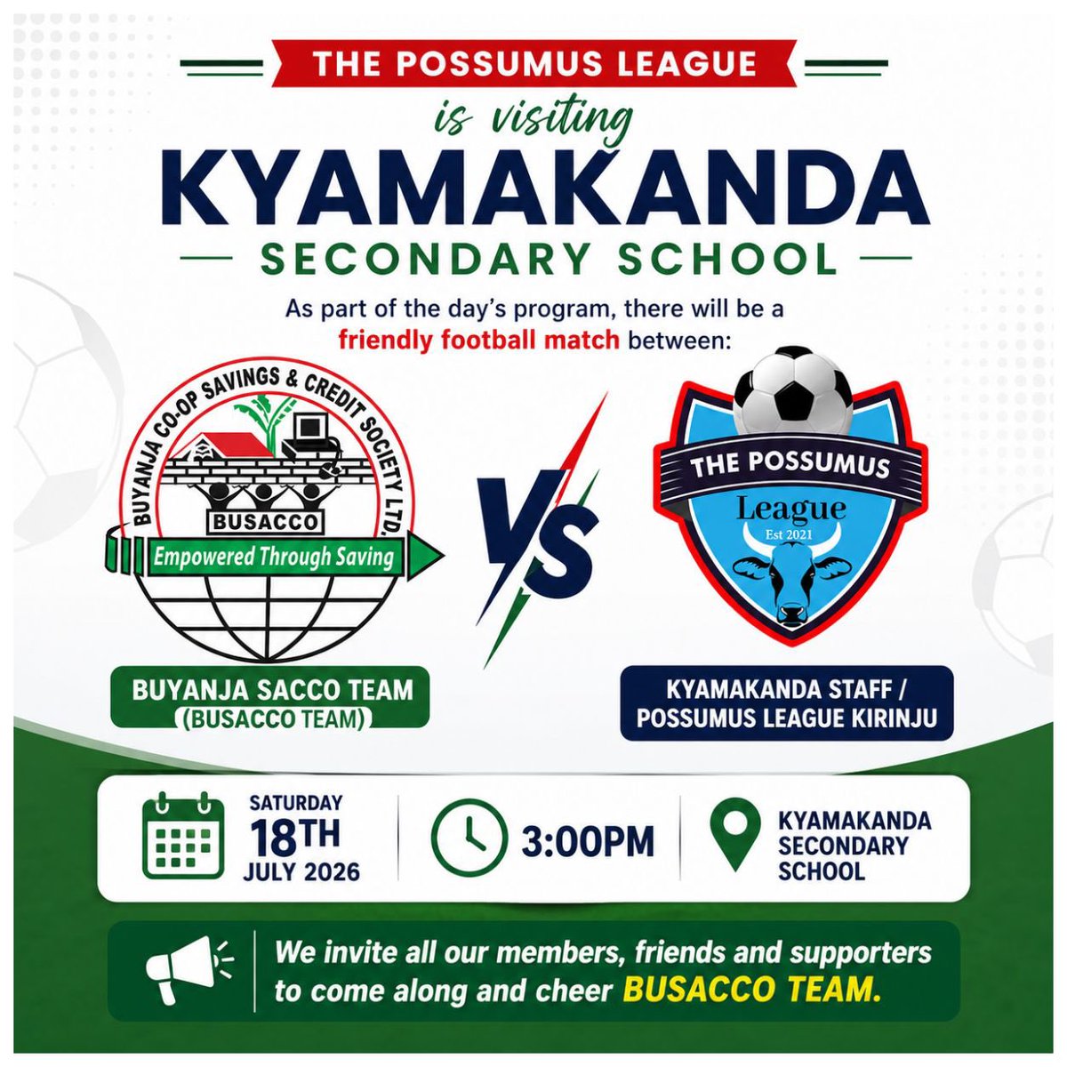 Busacco2025's tweet photo. One Team,One Spirit,One Victory Mindset..Join us this #Saturday & cheer #BUSACCO as we take on @PossumusLeague Kirinju in a thrilling friendly match.#FriendlyMatch #CommunityTogether https://t.co/smcp4N9VcA