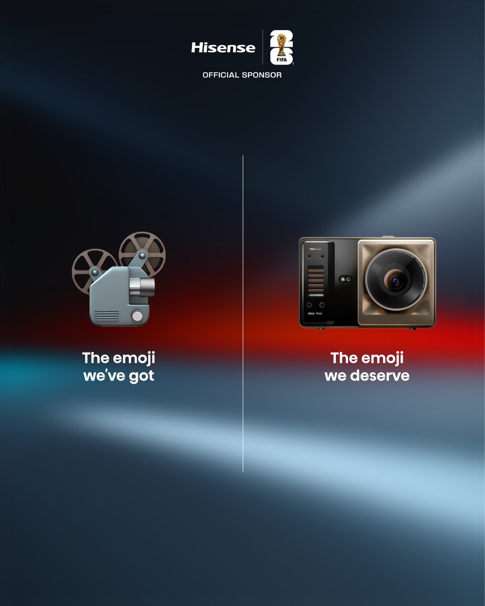 HisenseME's tweet photo. Our screens evolved. Our emojis should too. 🍿⚽ Drop a 🙌 if your living room is ready for the emoji on the right.
ارتقينا بشاشاتنا، وكذلك بالإيموجي. 🍿⚽
اترك تعليقاً بـ 🙌 إذا كانت غرفة المعيشة لديك جاهزة لهذا الإيموجي الموجود على الجانب الأيمن.
#Hisense #HisenseME #FifaWorldCup2026 #InnovatingABrighterLife #WorldEmojiDay