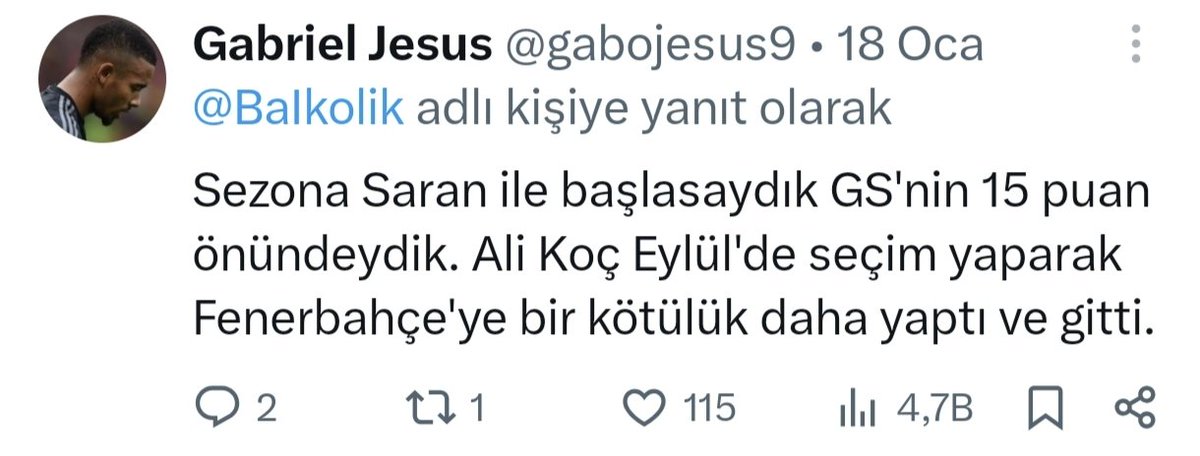 baysinans's tweet photo. @senolgunesssss @gabojesus9 @nexustransfer Bir fenerliyi ciddiye almamalısın. Onlar her zaman kendi hayal dünyasında yaşarlar https://t.co/Bj9Co4SSvF