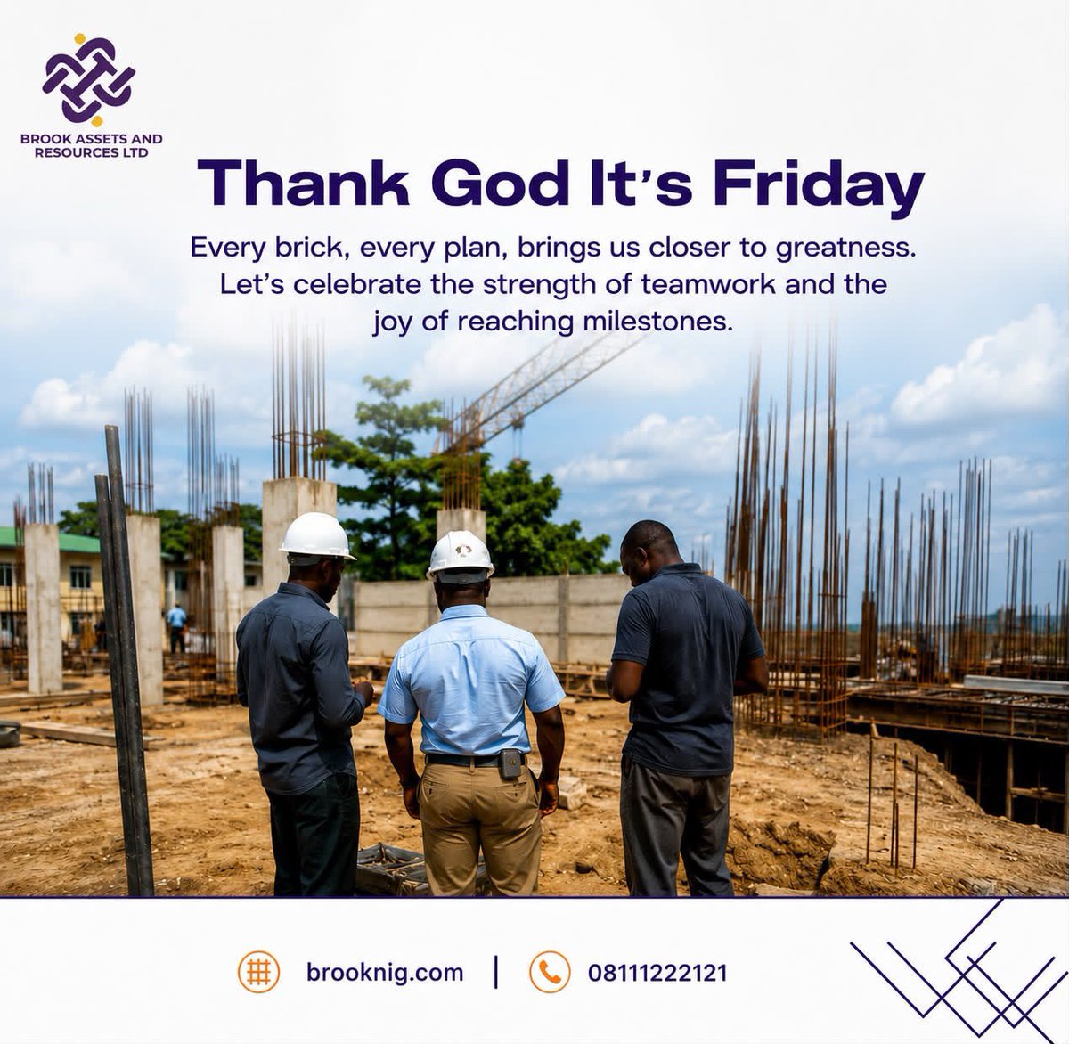 BrookAssetsLtd's tweet photo. Behind every completed home is a team committed to excellence.
As the week comes to an end, we celebrate the progress we've made and the future we're building, one brick at a time.#TGIF #ConstructionUpdate #BrookAssets #BuildingTheFuture #RealEstateNigeria #DreamHome https://t.co/s7AN9Pympi