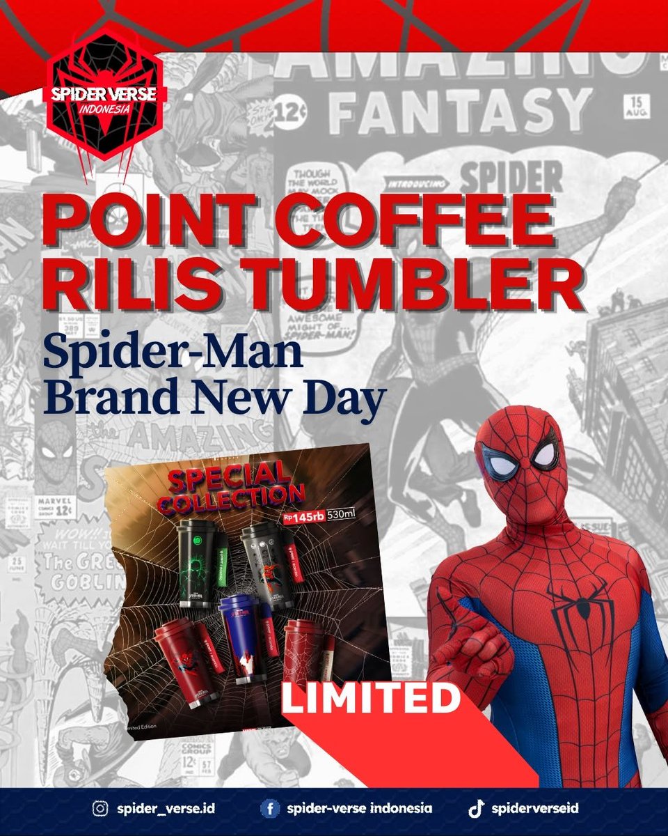spider_verseid's tweet photo. Spider-Fans, saatnya merapat! 🕸️

Buat kalian yang sudah nggak sabar menyambut Spider-Man: Brand New Day, ada koleksi yang wajib masuk wishlist!

Point Coffee menghadirkan Tumbler Special Collection Spider-Man: Brand New Day (Limited Edition). https://t.co/LSZTrqjiIC