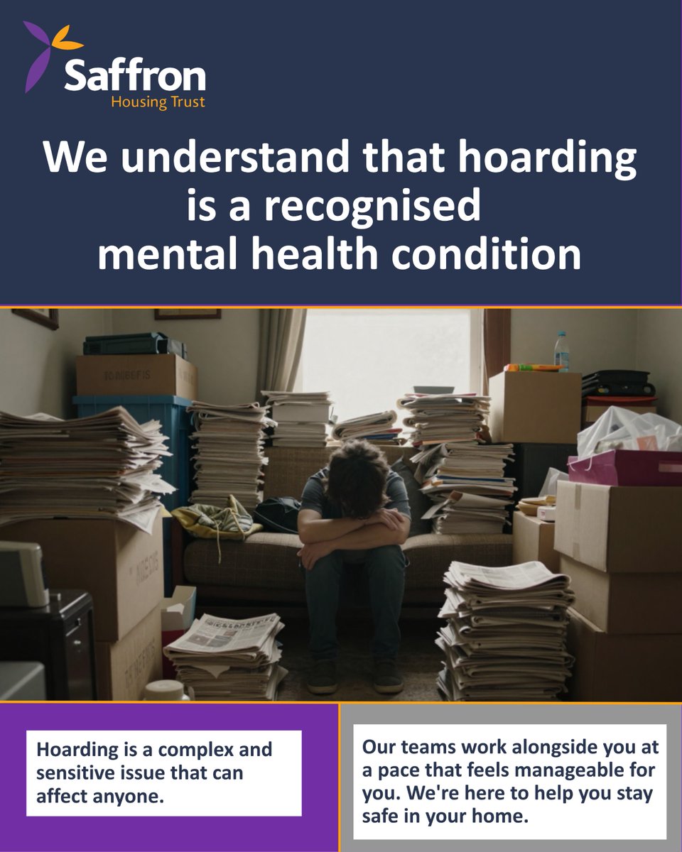 SaffronHousing's tweet photo. At Saffron Housing, we support tenants with hoarding challenges, offering empathy and practical help to keep you safe at home. Read more: https://t.co/OWexJrgFql https://t.co/e5Gg0uNfwi