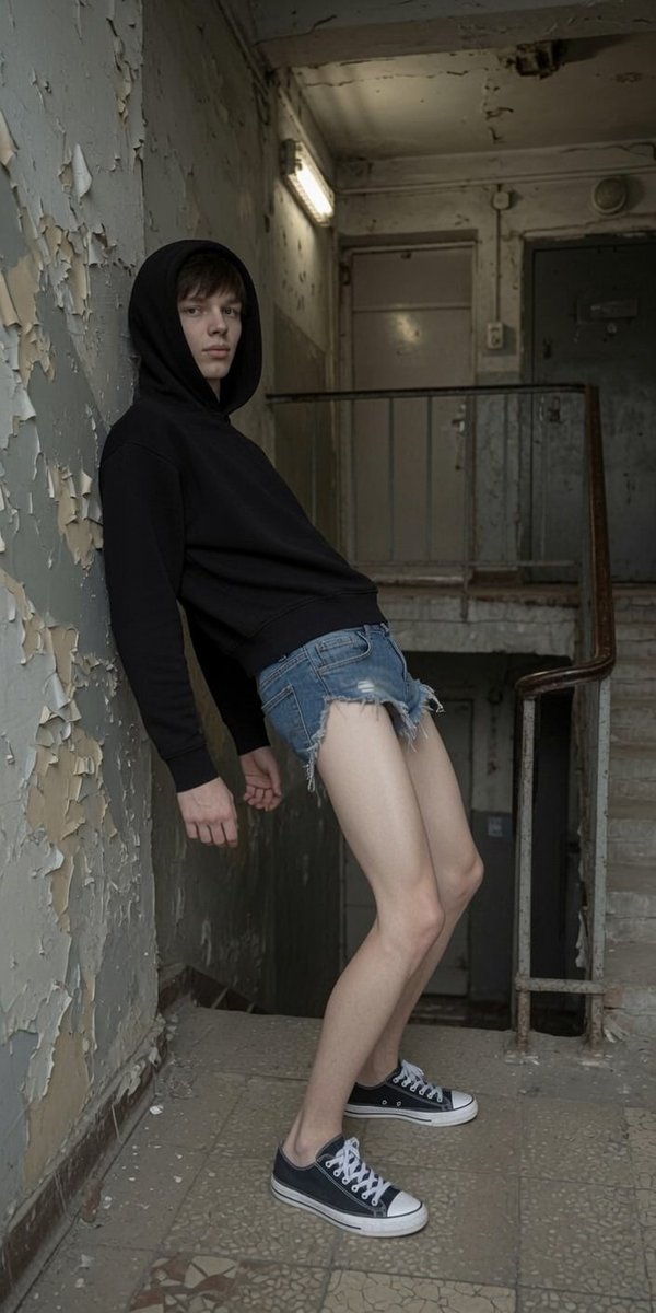 Slava9466's tweet photo. Hoodie up, shorts barely covering anything, fully shaved smooth legs completely exposed.
Standing in this dirty stairwell looking so pathetic and shameful.
No pants. No dignity. Just a locked dicklet, lips that were made for cocks, and these pitiful bare shaved legs that make it painfully clear how low I’ve fallen.
Always ready to get on my knees and serve ♠️
#BNWO #sissy #pussyboy #shortshorts #chastity #submission