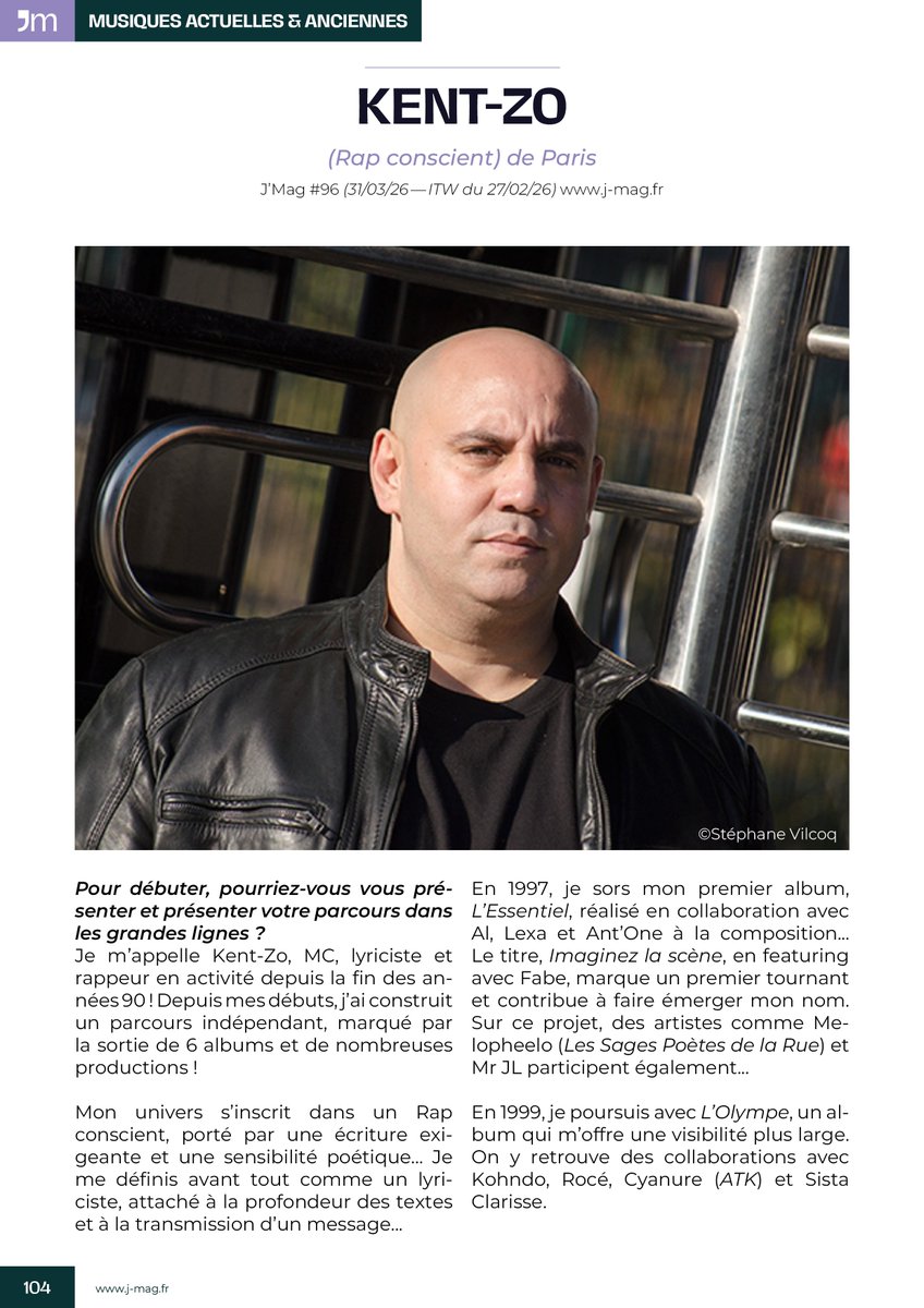 jmedias18's tweet photo. Kent-Zo (Rap conscient) de Paris, l'une des 25 interviews culturelles inédites du J'Mag #96 à retrouver sur https://t.co/xOFSzLsBhA ! 😊 https://t.co/nSj14n8IaG