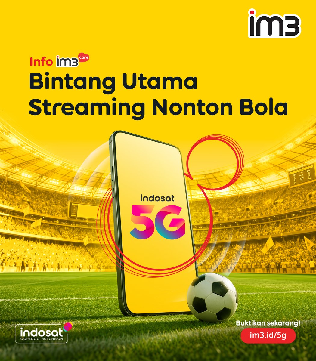 CareIM3's tweet photo. Setiap momen pertandingan sayang untuk dilewatkan ⚽✨​

Pastikan koneksi #SahabatBaikku siap menemani dengan Paket Freedom Internet yang dilengkapi kuota 5G. Aktivasi mudah dan nikmati pengalaman internet yang lebih maksimal.​

Yuk, aktifkan sekarang di myIM3! 💛 https://t.co/nlzFA9Wz9N