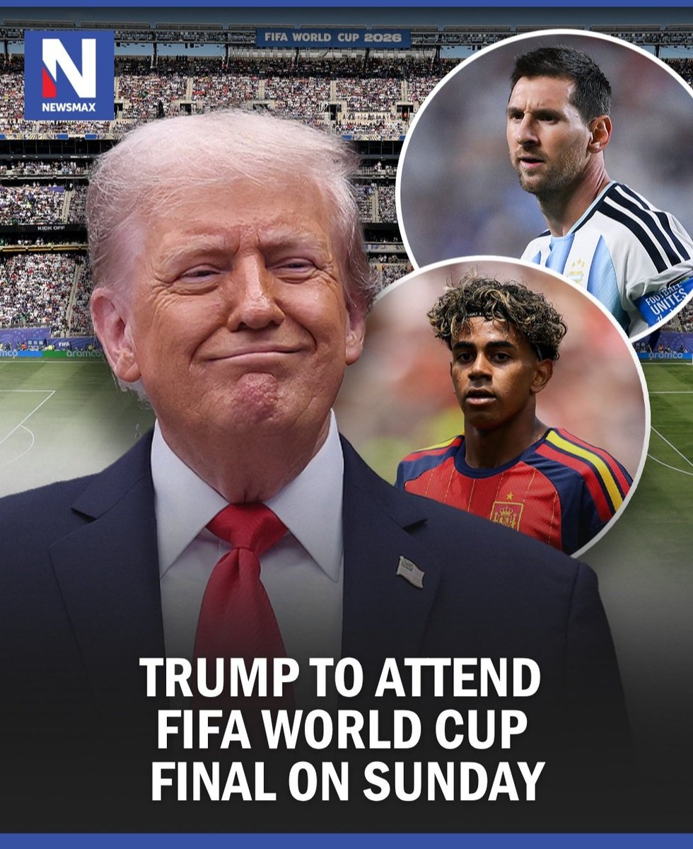 jomickane's tweet photo. President Donald Trump will attend the World Cup final between Argentina and Spain at the New York-New Jersey stadium on Sunday. 
Its a shame its been ruined, all everyone is talking about is how Argentina have got away with so much. Its been so obvious to everyone watching that fans that were Messi supporters no longer are. 
The whole world has seen it with their own eyes and the WorldCup2026 will always be remembered as the one where Argentina cheated their way through to the final.