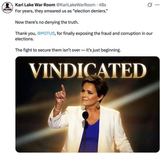 1Nicdar's tweet photo. Kari Lake won the Arizona Governor's race. https://t.co/JwFqNPcdwQ