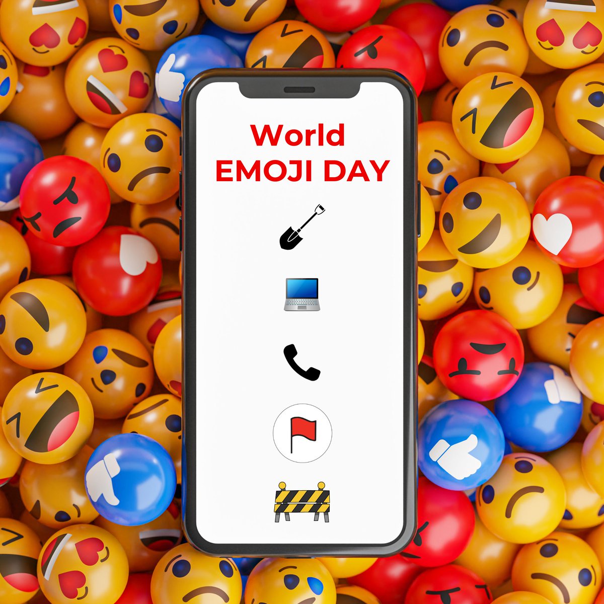 JULIE1call's tweet photo. It's World Emoji Day! 🌍

If JULIE had favorite emojis, they'd be: 🪏 💻 📞 🚩 🚧
Five emojis. One important message: Always contact JULIE before you dig.

https://t.co/65di9FBWdn
#JULIEbeforeyoudig #Call811 #DigSafeIllinois https://t.co/MQiwvgdbR6