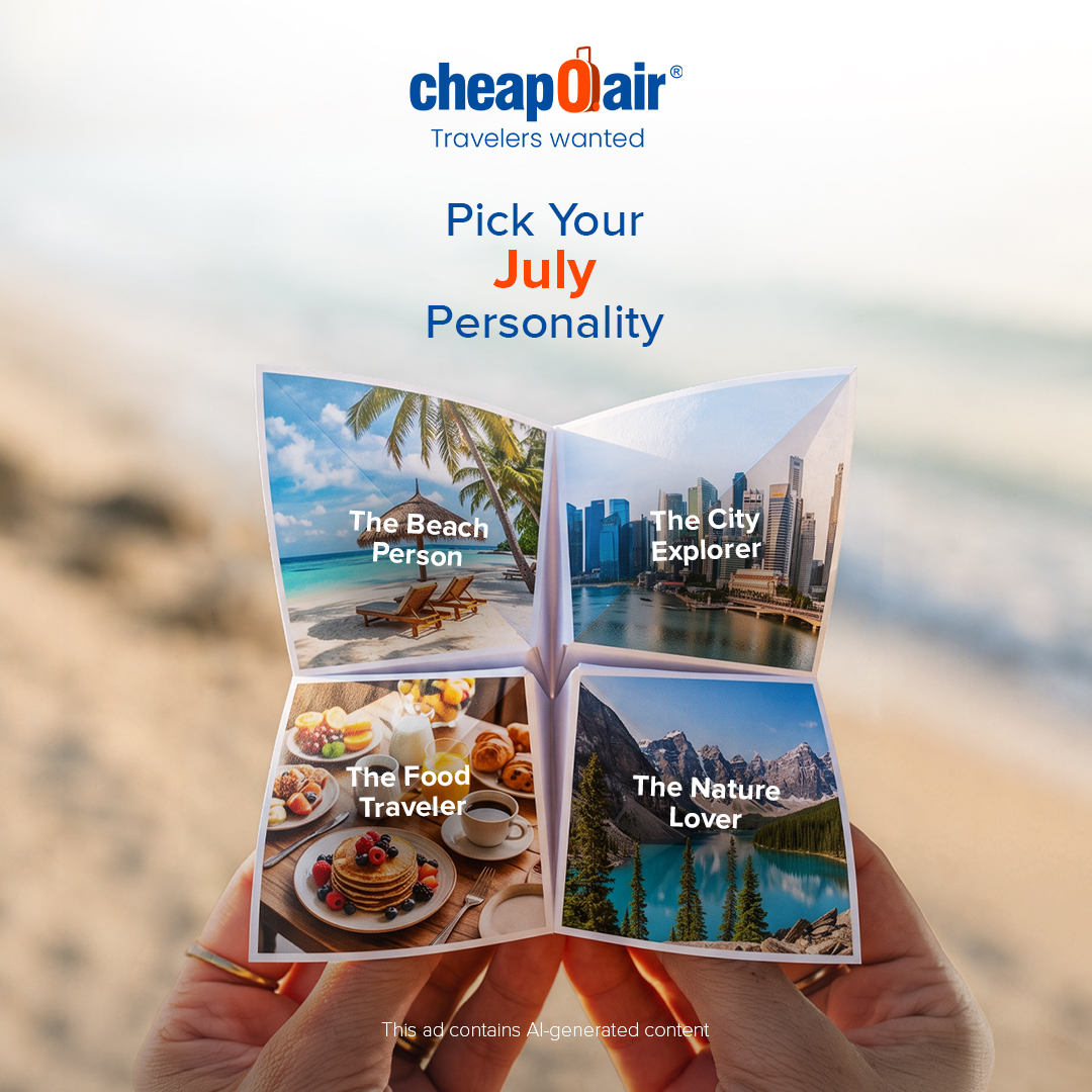 CheapOair's tweet photo. Whether the itinerary calls for remote mountains, high-energy streets, or just a really good local breakfast, it is time to pack those bags. ☀️ 
Download the CheapOair app and find app-only deals for the perfect July escape!
Click the link to book flights: https://t.co/HZY4nBHsbE https://t.co/U7OfnSCnk8