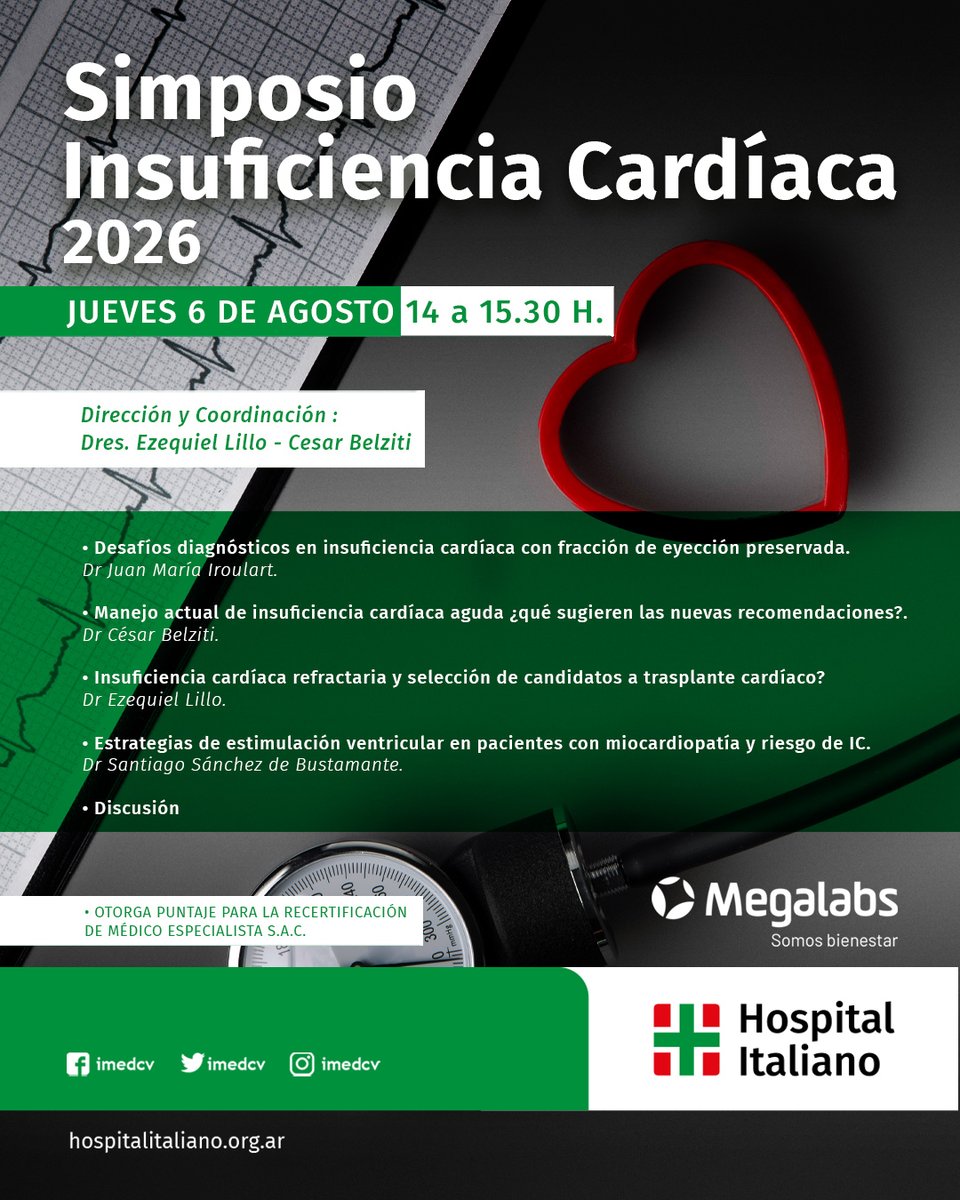 imedCV's tweet photo. 🆕 SIMPOSIO INSUFICIENCIA CARDÍACA 

🗓️ Fecha: 06 de Agosto 
🕒 Hora: 14 hs (Argentina)
💻 Modalidad: Virtual 

Inscribite acá:  https://t.co/jnpHkNLylc 

¡Te esperamos! 

#imedcv #insuficienciacardíaca #hiba https://t.co/bhy4wzDIgH